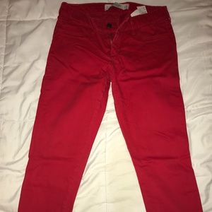 Abercrombie & Fitch Red Brushed Denim Jeans